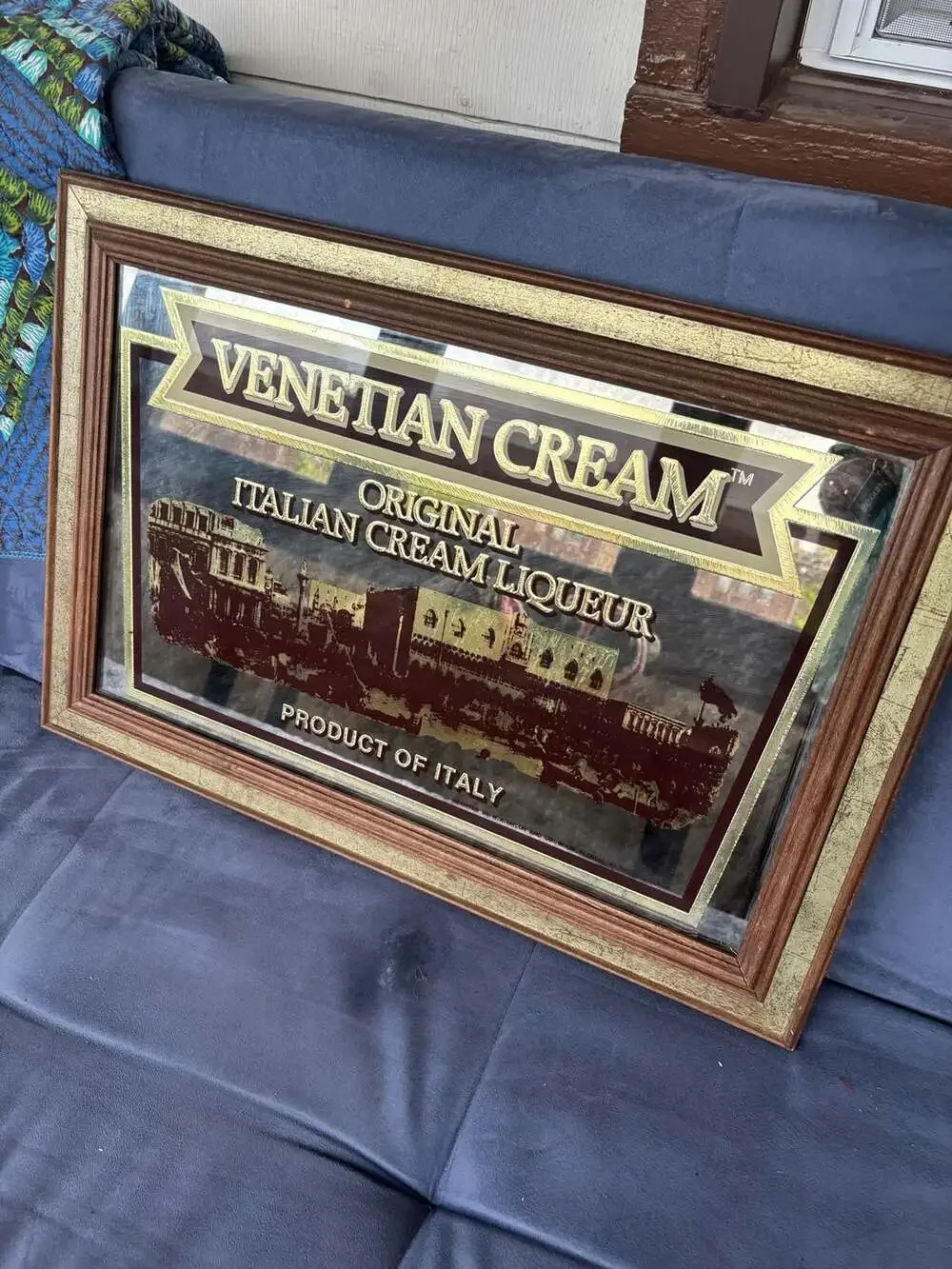 Vintage Venetian Cream Italian Cream Liqueur Framed Advertising Bar Mirror Sign
